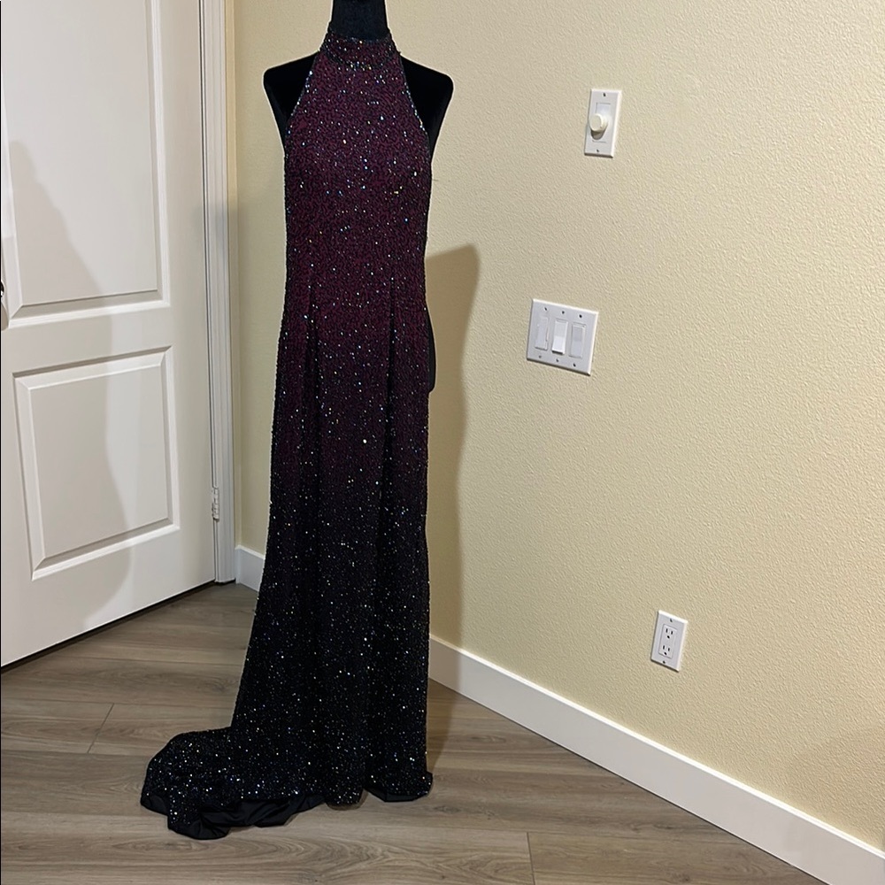 Ombre’ pink, purple, black vintage beaded dress. JE’ MATADI by SEAN MEHTA XS